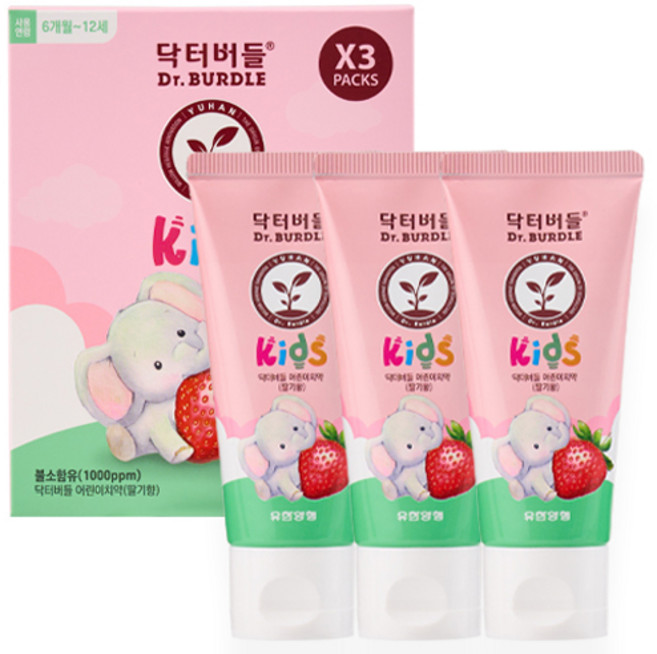 닥터버들 어린이 치약 딸기향, 60ml, 3개