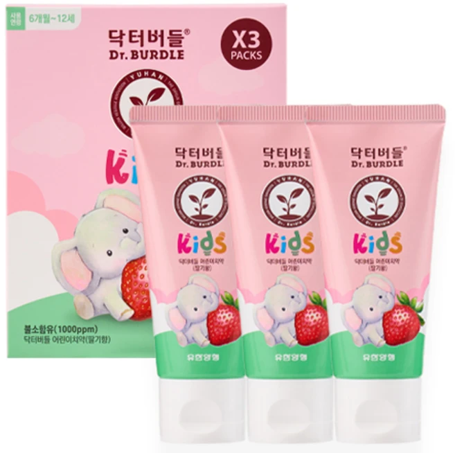 닥터버들 어린이 치약 딸기향, 60ml, 3개 - 쿠팡