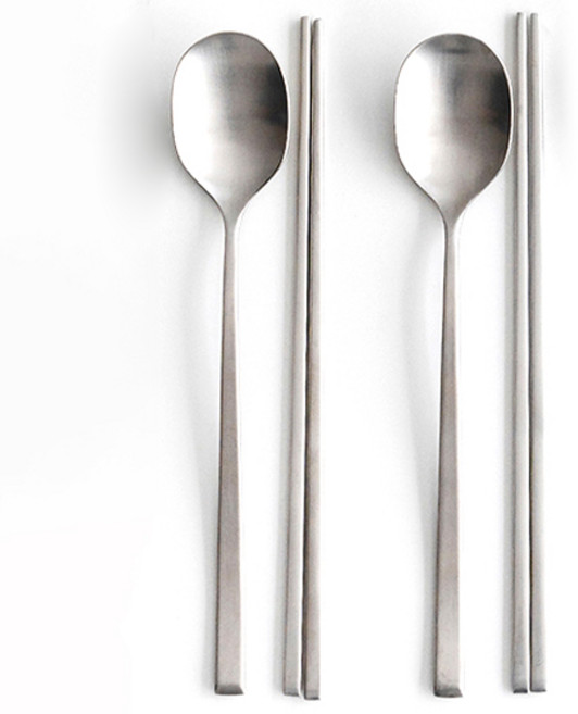 니코트 히어 2인 수저 + 케이스 세트, Silver(숟가락, 젓가락), 숟가락 2p + 젓가락 2p + 케이스, 1세트