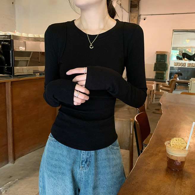 메이첼 여성용 슬림핏 벨벳 티셔츠 04714