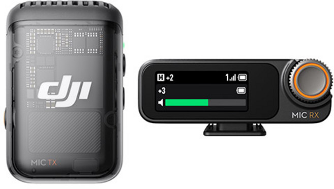 DJI 무선 Mic 2 마이크 송신기 1 TX + 수신기 1 RX 세트, DMT02(송신기), DMR02(수신기), 섀도우 블랙