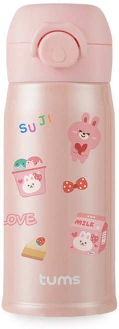 텀스 슈슈 텀블러 + DIY 스티커 4종 세트, 캔디핑크, 280ml, 1세트