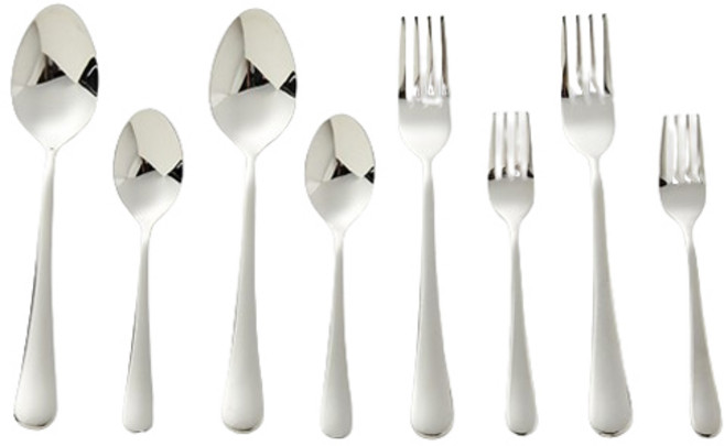 모던하우스 미러 디너 커트러리 2인 세트, 디너스푼 2p + 디노포크 2p + 티스푼 2p + 티포크 2p, 1세트