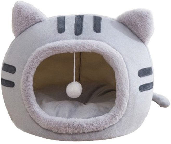 김멍냥 고양이 페이스 숨숨집, 그레이, 1개