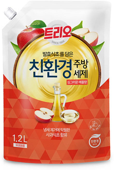 트리오 발효식초 담은 친환경 주방세제 애플향, 1.2L, 1개
