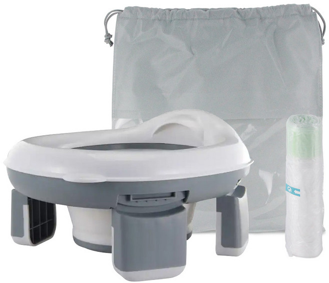 예꼬맘 휴대용 유아변기 + 전용 파우치 + 비닐봉지 30개, 시크그레이