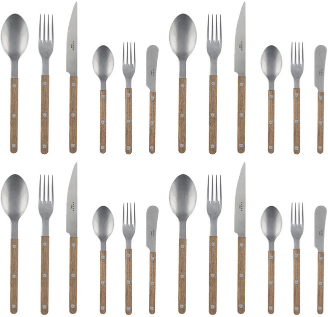 사브르 빈티지 커트러리 6종 세트, 티크, 디너스푼 + 디너포크 + 디너나이프 + 티스푼 + 케이크포크+ 스프레더, 4세트