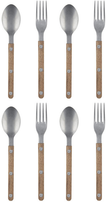 사브르 빈티지 식기 2종 세트, 티크, 티스푼 4p + 케이크포크 4p, 4세트