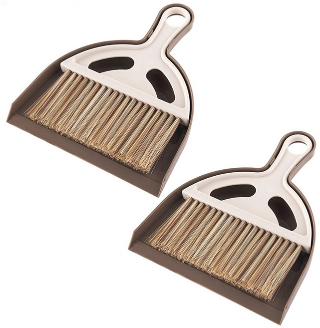 모나코올리브 미니 빗자루 세트, 2세트, 아이보리 + 브라운