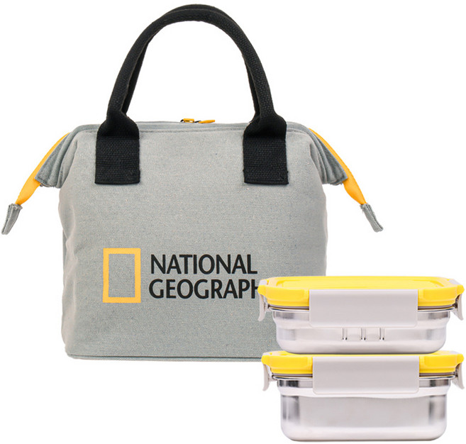 내셔널지오그래픽 릴팡 카고 스텐 2단 도시락 + 보온가방 세트, 혼합세트, 1세트