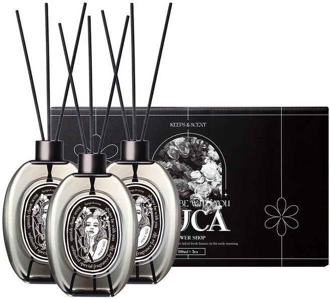 뷰카 센트 클래식 대용량 디퓨저 선물세트, 플라워샵, 510ml, 3개