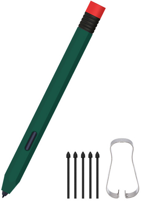 제이로드 갤럭시 탭S9 / S9플러스 / S9울트라 / S9FE 연필 케이스 + 펜촉 5p 세트, 그린 + 레드, 1세트