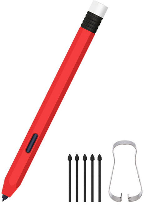 제이로드 갤럭시 탭S9 / S9플러스 / S9울트라 / S9FE 연필 케이스 + 펜촉 5p 세트, 레드 + 화이트, 1세트