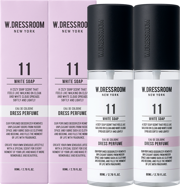 더블유드레스룸 드레스퍼퓸, 11 화이트솝, 80ml, 2개