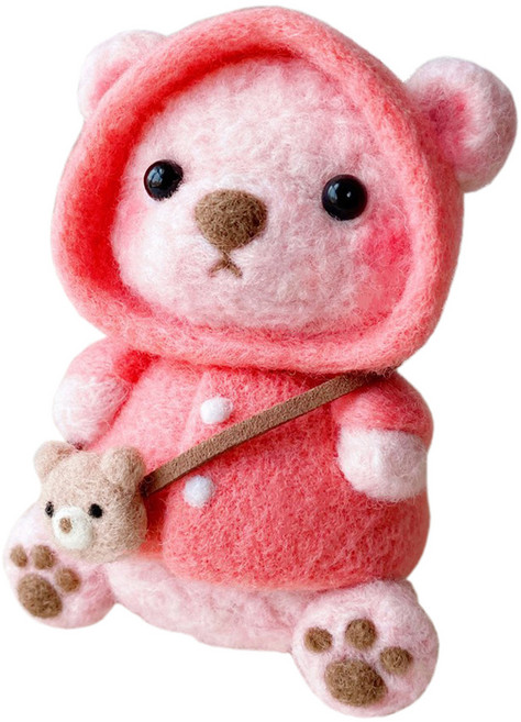 코히모 양모펠트 곰돌이 인형 만들기 DIY 세트, 1세트, 핑크