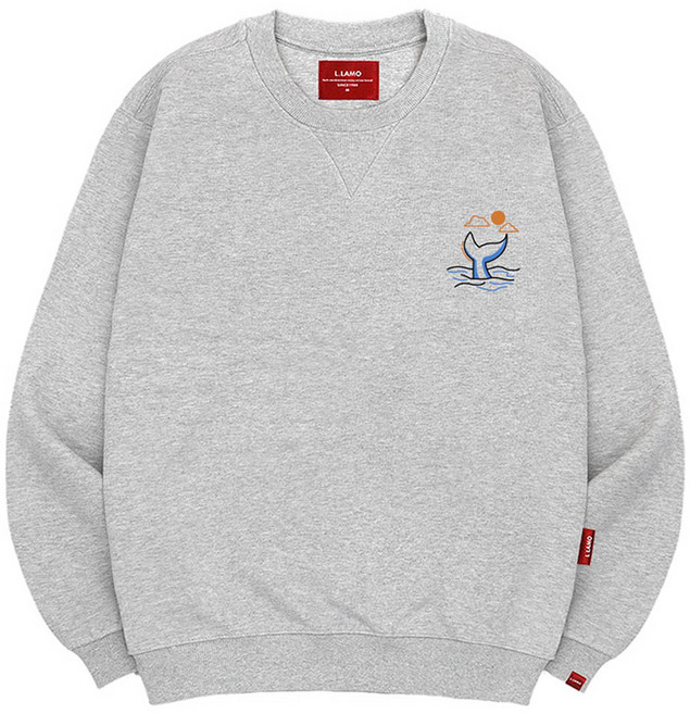 L.LAMO 男女通用 3M 鯨魚尾大學T 大尺碼