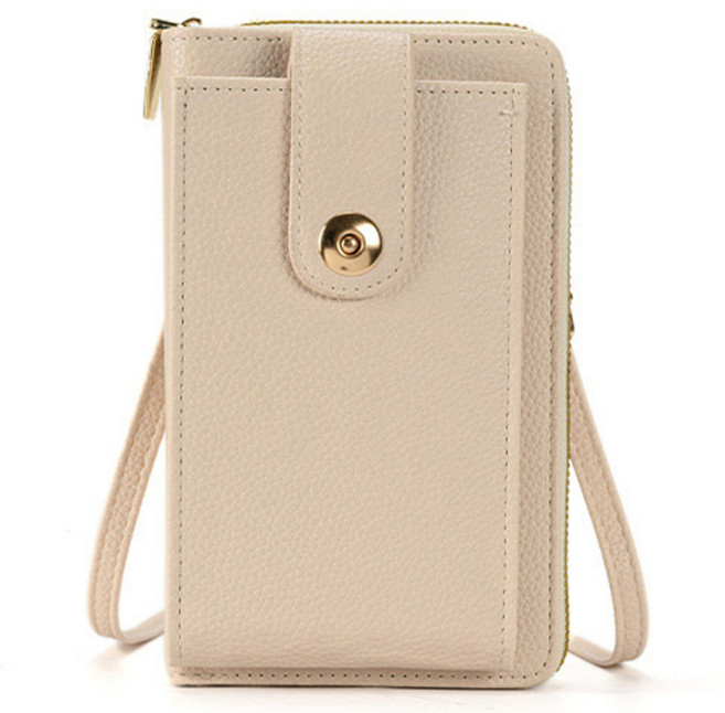 Yeni Land按扣亮點卡夾手機迷你包, 米色
