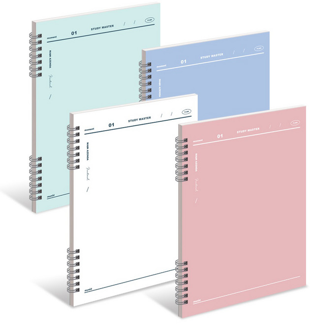 뮤니드 It spring 무지 연습장 4종 세트, WHITE, PINK, BLUE, GREEN, 1세트