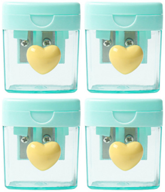 마카롱 컬러 미니사이즈 연필깎이, 더블 그린, 4개