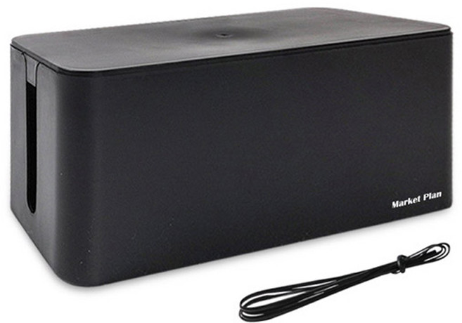 마켓플랜 심플 멀티탭 정리함, 1개, 블랙