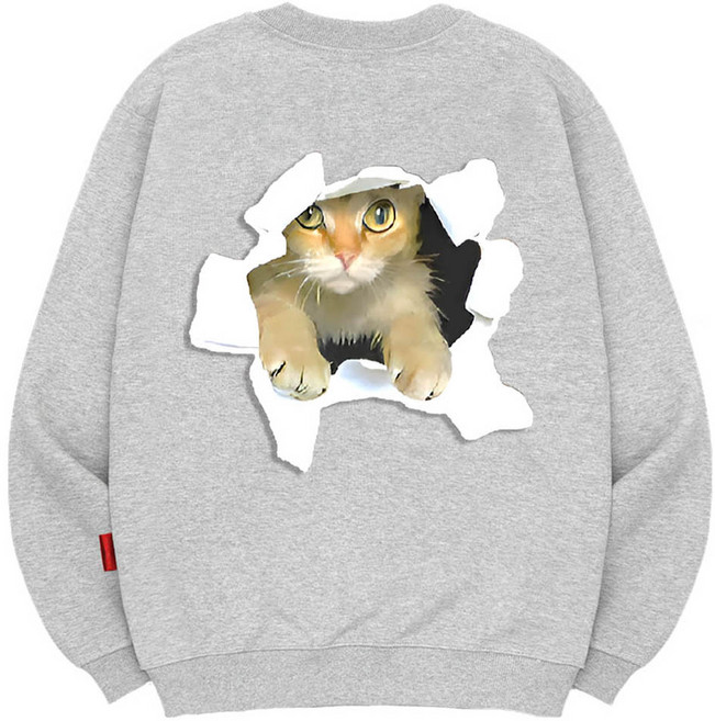 엘라모 남녀공용 3M 캣인더홀 빅사이즈 맨투맨