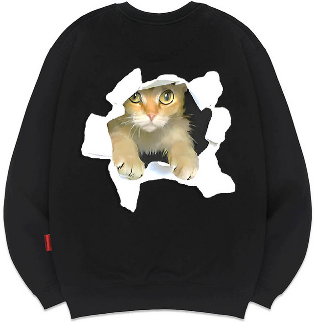 엘라모 남녀공용 3M 캣인더홀 빅사이즈 맨투맨