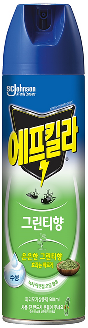 에프킬라 모기 스프레이 에어로졸 그린티향, 500ml, 1개
