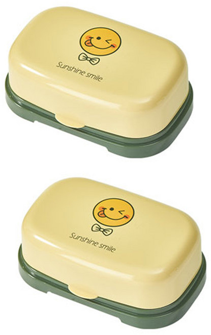 더자카 컬러풀 스마일 비누케이스, 옐로, 2개