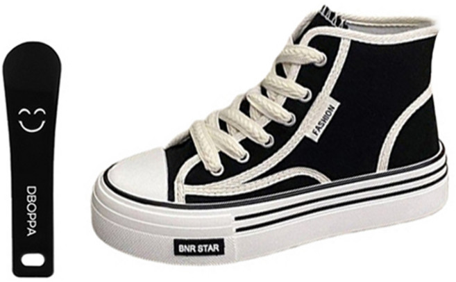 따봉오빠 여성용 하이탑 캐주얼 스티치 캔버스 스니커즈 3cm YY4961