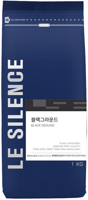르시랑스 블랙그라운드 블렌드 원두 커피, 홀빈(분쇄안함), 1kg, 1개