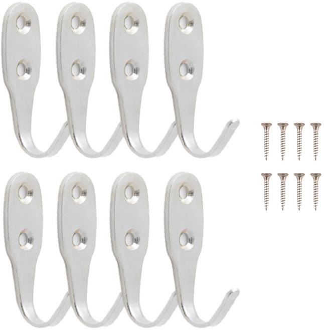 철물대장 치마 벽옷걸이 8p, 크롬, 1개