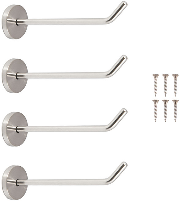 철물대장 스텐 돌출 벽옷걸이 150mm x 4p, 실버, 1개