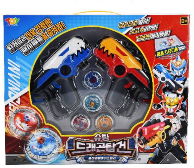 토이앤토이 슈팅 드래곤 탑건 2종 세트 배틀팽이, 혼합색상, 1개