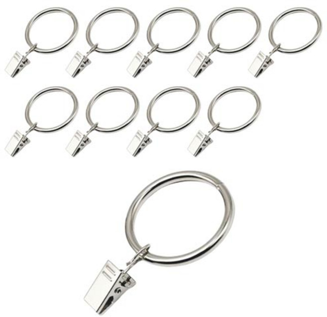 민스리빙 메탈 커튼집게링 32mm 10개, 실버