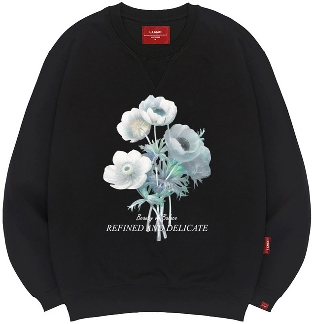 엘라모 남녀공용 3M 뷰티 플라워 맨투맨