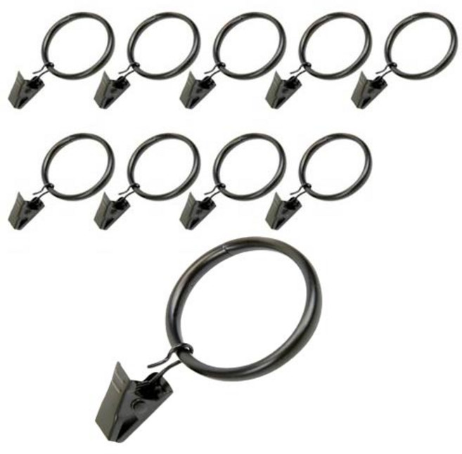 민스리빙 커튼집게링 32mm 10개, 블랙