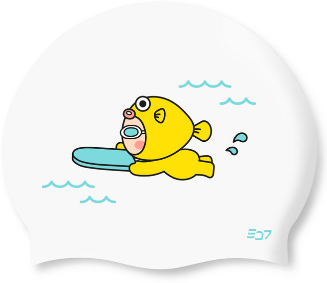 SD7 실리콘 수영모자 SGL-CA450, 킥보드 핀보 화이트, 1개