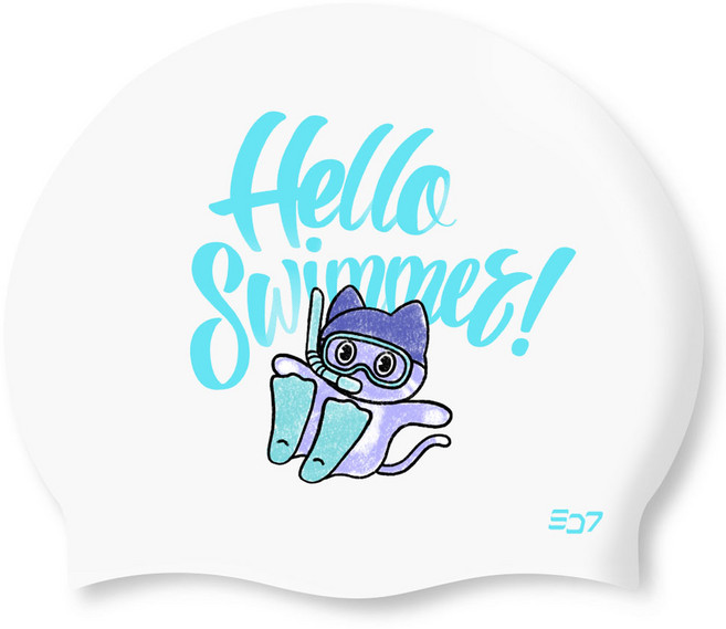 실리콘 수영모자 SGL-CA448, 스크립트 스노클 스냥이 화이트, 1개