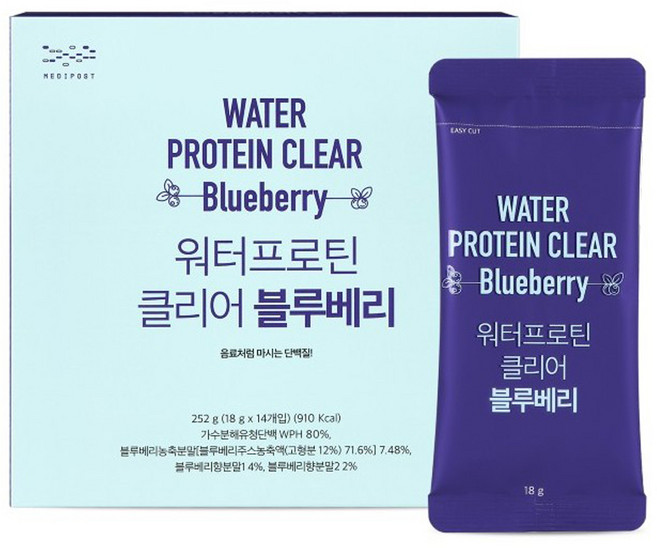 메디포스트 모비타 워터프로틴 클리어 블루베리 14p, 252g, 1개