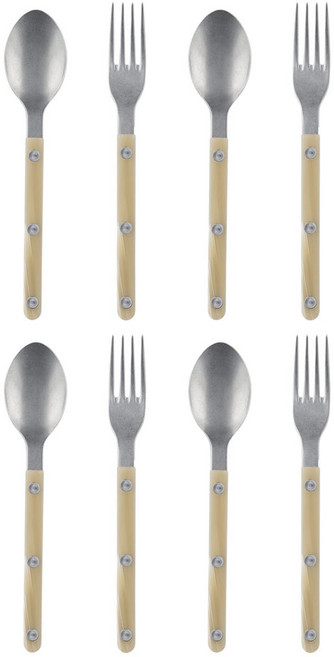 사브르 빈티지 티스푼 + 케이크 포크 세트, 호른, 티스푼 + 포크, 4세트