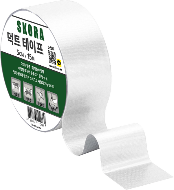 스코라 덕트 테이프 화이트 5cm x 15m, 1개