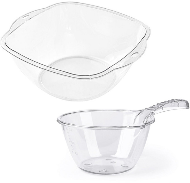 모나코올리브 다용도 대야 중형 + 롱핸들 바가지 세트, 투명, 1세트