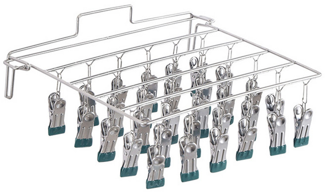 오라플 스텐 공간활용 양말건조대 + 프리미엄형 집게 30p 세트, 프리미엄형집게 30개, 실버