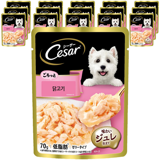 시저 1세 이상 강아지 주식파우치, 닭, 70g, 16개