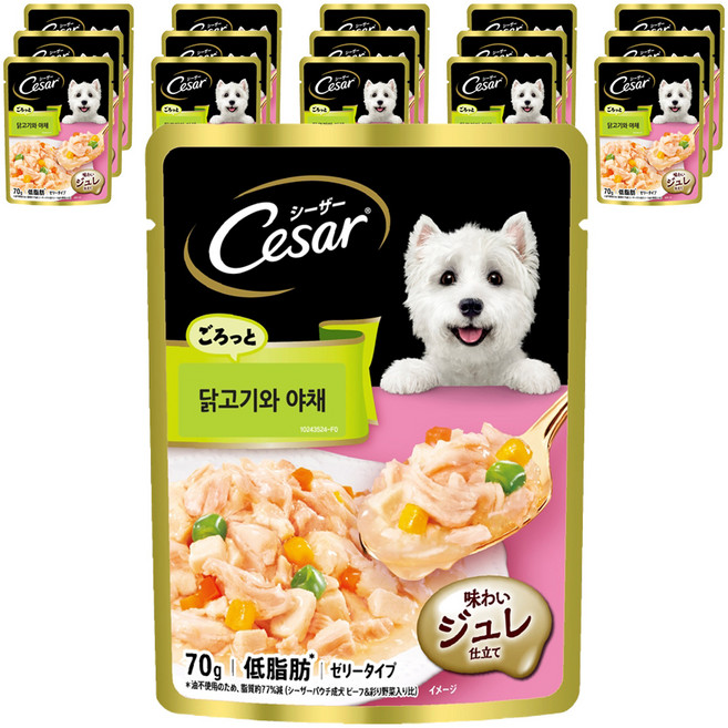 시저 1세 이상 강아지 주식파우치, 닭+야채, 70g, 16개