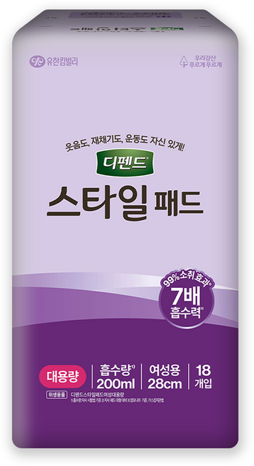 디펜드 여성용 스타일 패드 대용량, 18개입, 1개