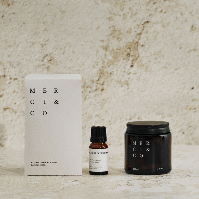 MERCI&CO 舒緩乾燥花擴香瓶 100ml + 精油擴香芳香劑組合, 柑橘草本皂, 單一顏色