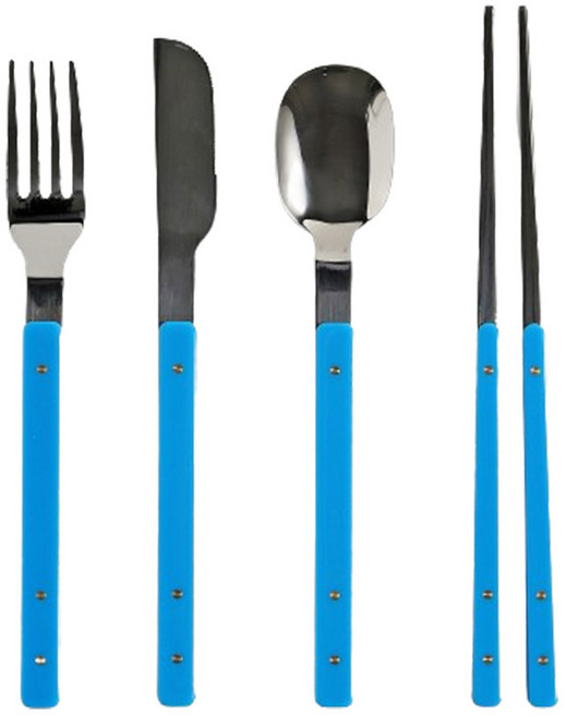 모다키친 국산 칼리네 커트러리 4p 디너세트, 블루, 숟가락 + 젓가락 + 나이프 + 포크, 1세트