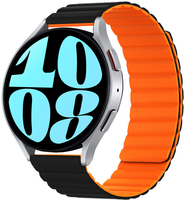 아이몰 갤럭시워치 실리콘 마그네틱 스트랩, 블랙 + 오렌지, 1개