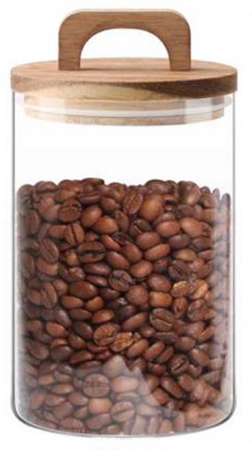 코빙 엔틱 글라스 원두 커피 밀폐용기 1000ml, 브라운 + 투명, 1개